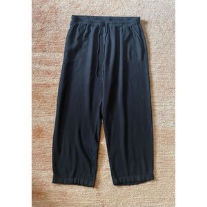 Passports Black Linen Blend Pants Size L Elastic Waist Relaxed Fit Drawstring